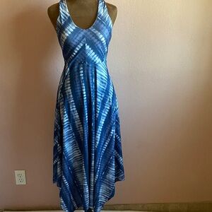 PRANA Blue Tie-Dye High Low Dress
